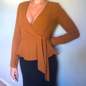 Mustard Brown Long Sleeve Blouse